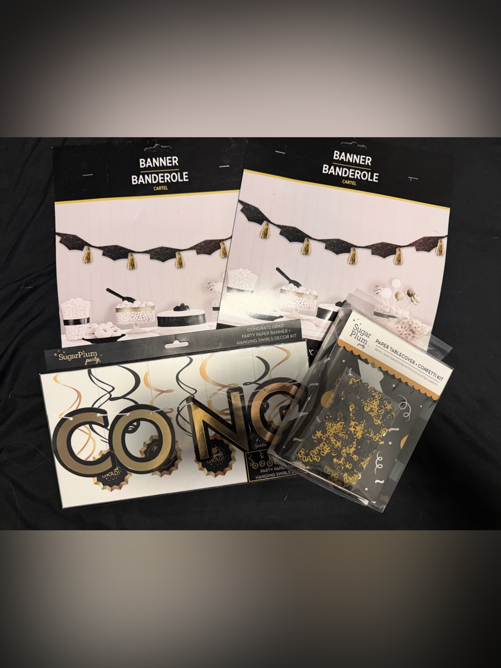 Congrats Grad Black and Gold Party Decorations